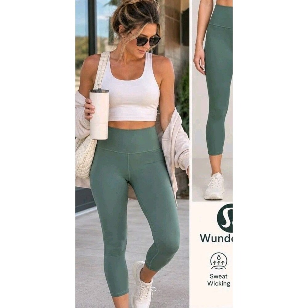 Lululemon Wunder Train High-Rise Crop 21" Medium Forest Size 8